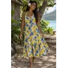 Tissu Polynésien jaune Fleuri – Tissu Tropical