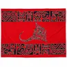Paréo polynésien rouge à motifs tatouage et raie manta