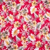 Tissu Polynésien rouge Fleuri – Tissu Tropical
