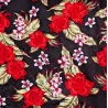 Tissu polynésien noir à fleurs rouges et blanches – largeur 110 cm