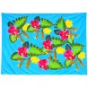 Paréo polynésien bleu turquoise à fleurs tropicales – 195 × 110 cm
