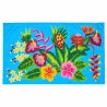 Paréo polynésien bleu turquoise à fleurs multicolores – 195 × 110 cm