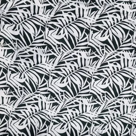 Tissu polynésien Black green  à motifs tropicaux