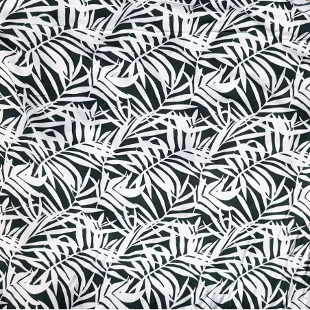 Tissu polynésien Black green  à motifs tropicaux