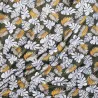 Tissu tropical gris-vert, blanc et jaune moutarde