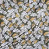 Tissu tropical gris-vert, blanc et jaune moutarde