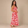 Robe hawaïenne longue rouge et blanche en coton | Robe fleurie