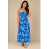 Robe hawaïenne bleue et turquoise en coton | Robe hibiscus