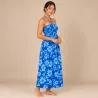 Robe hawaïenne bleue et turquoise en coton | Robe hibiscus