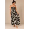 Robe hawaïenne noire et crème en coton | Hibiscus