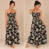 Robe hawaïenne noire et crème en coton | Hibiscus