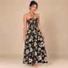 Robe hawaïenne noire et crème en coton | Hibiscus