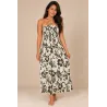 Robe hawaïenne crème et kaki en coton | Hibiscus