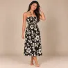 Robe tahitienne noire hibiscus crème – 80 cm