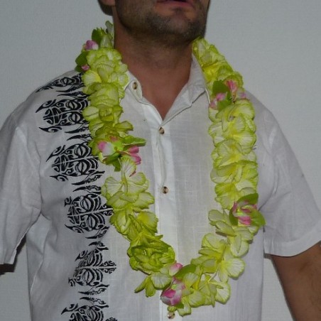 Colliers de fleurs type Hawaï – Couleur jhaune vert et de qualité