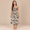 Robe tahitienne crème hibiscus kaki – 80 cm