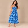 Robe tahitienne bleue hibiscus turquoise – 80 cm