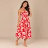 Robe tahitienne rouge hibiscus blanc – 80 cm