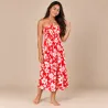 Robe tahitienne rouge hibiscus blanc – 80 cm
