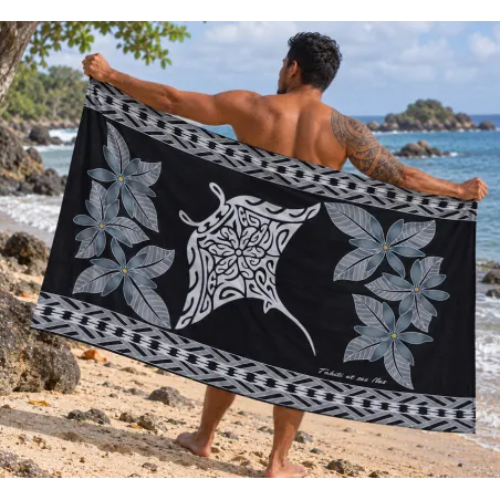 Paréo noir Tatouage Raie Manta