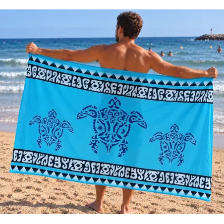 Paréo turquoise Triple Tortue