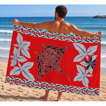Paréo rouge Tatouage Raie Manta