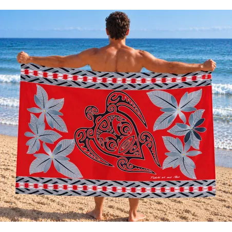 Paréo rouge Tatouage Tortue