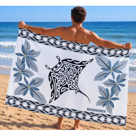 Paréo blanc Tatouage Raie Manta