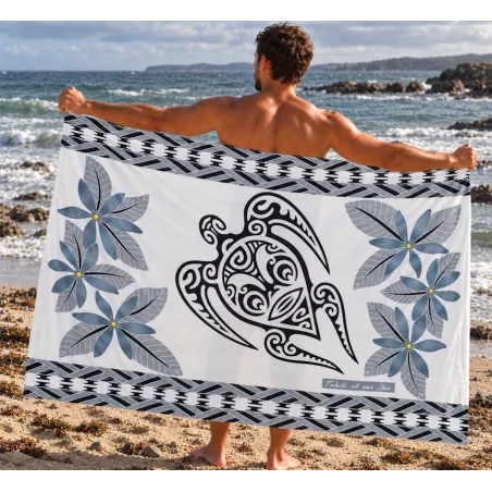 Paréo blanc Tatouage Tortue