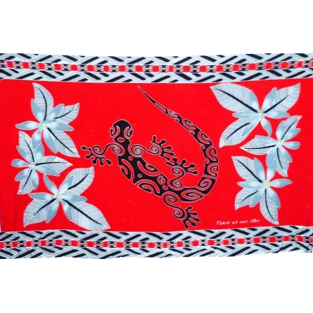 Paréo rouge Tatouage Lezard