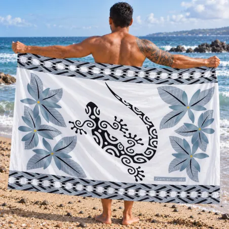 Paréo blanc Tatouage Lezard