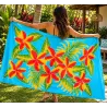 Paréo turquoise fleurs toahotu