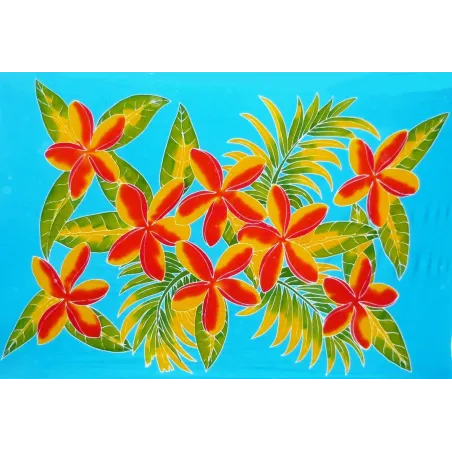 Paréo turquoise fleurs toahotu