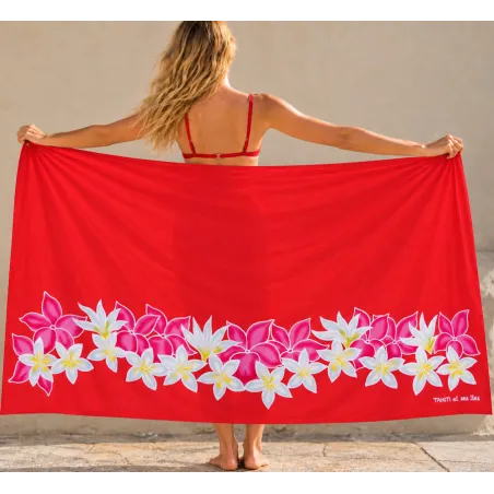 Paréo rouge frise tiaré