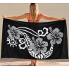 Paréo noir Tattoo et Hibiscus
