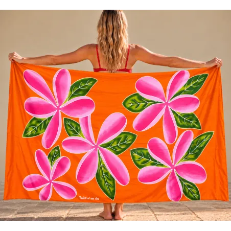 Paréo orange 5 frangipanes