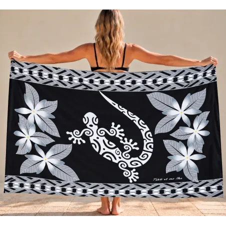 Paréo noir Tatouage Lezard