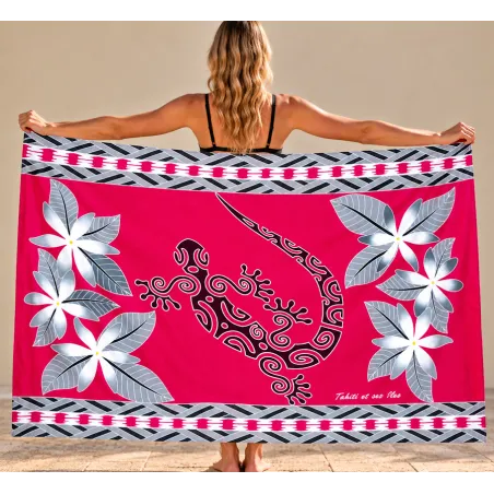 Paréo rose Tatouage Lezard