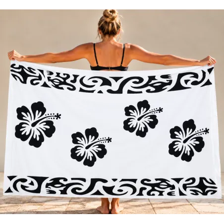 Paréo blanc Quadruple Hibiscus