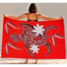 Paréos Rouge Tatouage Tortue tattoo style