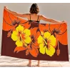 Paréo polynésien orange – Hibiscus jaune