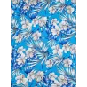 Tissu Polynésien Bleu à Fleurs Blanches