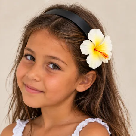 Serre-tête enfant hibiscus blanc – Style polynésien