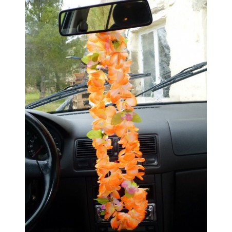 Colliers de fleurs type Hawaï – Couleur orange et de qualité