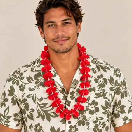 Collier de fleurs rouge – Collier hawaïen X 100