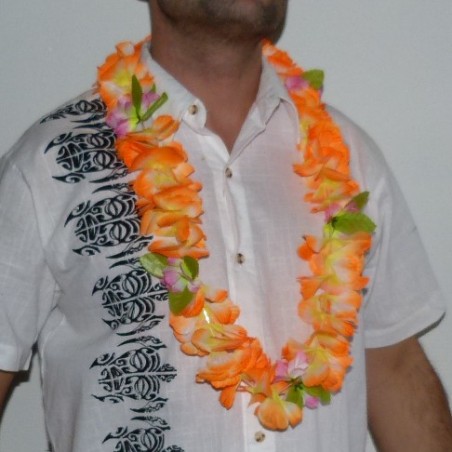 Colliers de fleurs type Hawaï – Couleur orange et de qualité