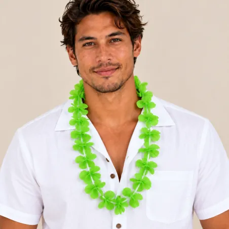 Collier de fleurs vert – Accessoire polynésien X100