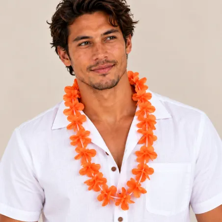 Collier de fleurs hawaïen orange – Lei X 10