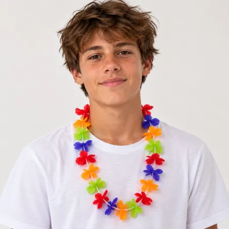 Collier de fleurs multicolores pas cher – Petit modèle, pas cher, hawaii leis vendu à l'unité