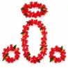 Ensemble Lei Hawaïen Rouge – Collier, Bracelets et Couronne